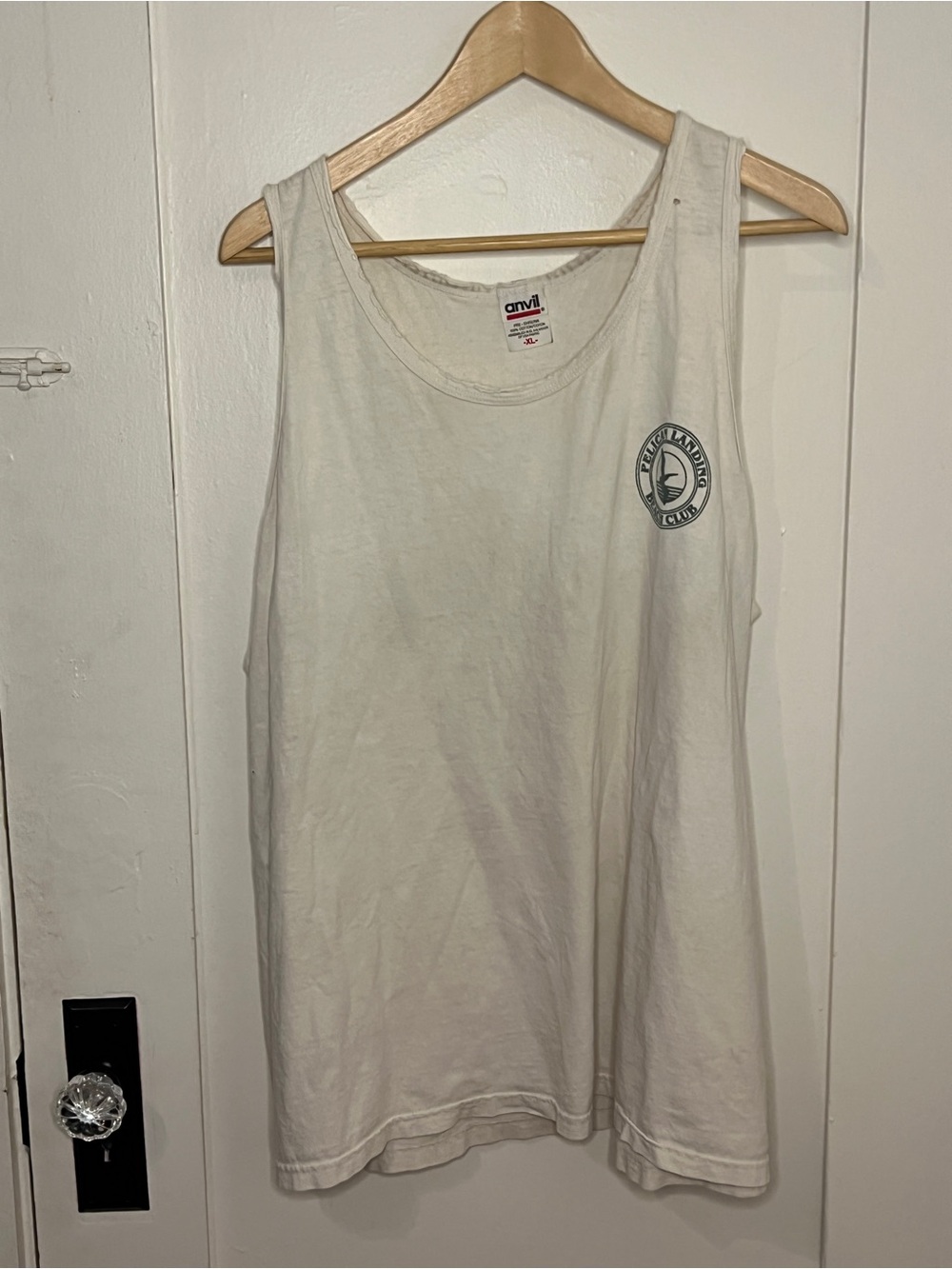 Vintage Anvil Cream Tank Top with Small Chest Emblem
